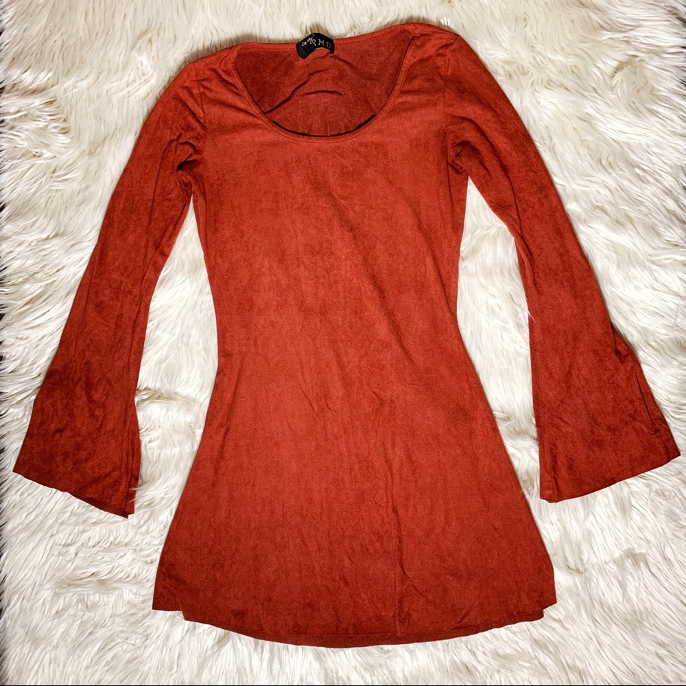 Brick Orange Suede Mini Dress